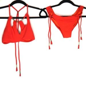 Robin Piccone Aubrey Side Tie Bikini with gold detail ￼